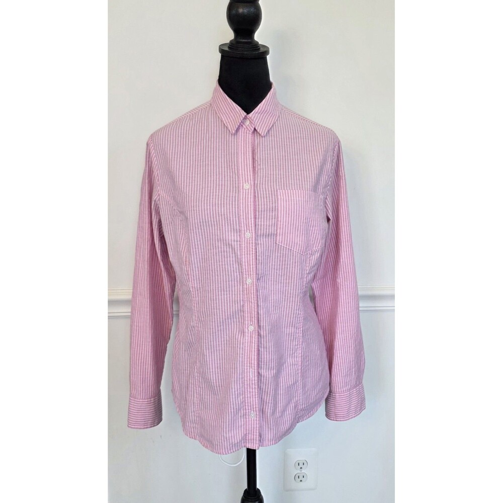 Riders by Lee Easy Care Shirt S Pink White Stripe Button Down Cotton Blend